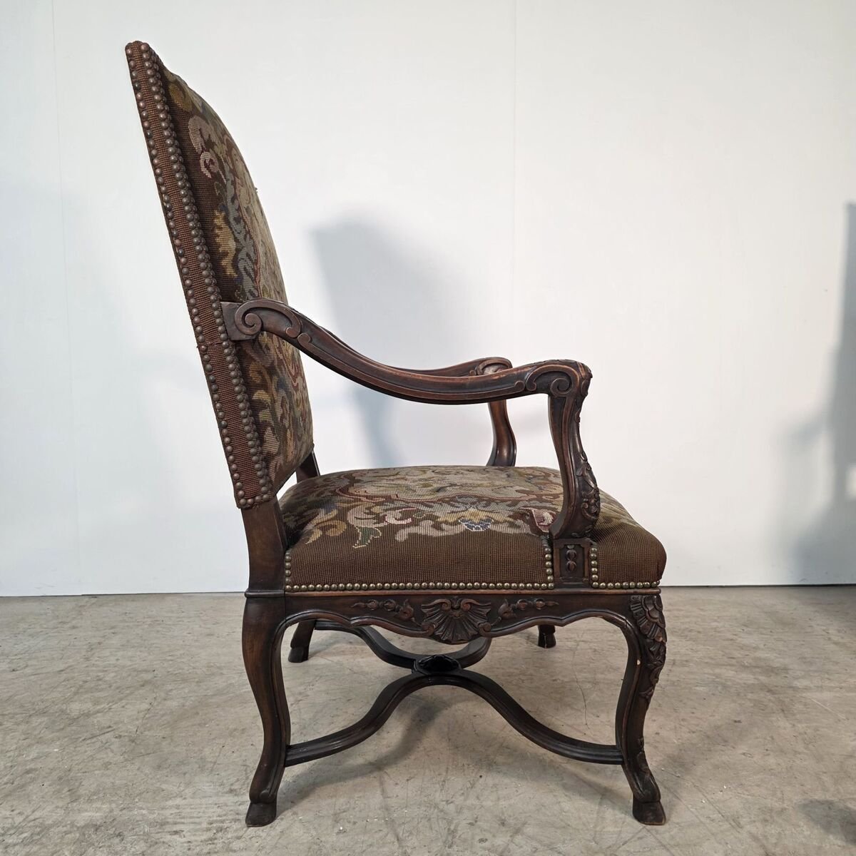 Pair of 19th walnut Regency style armchairs - JAA