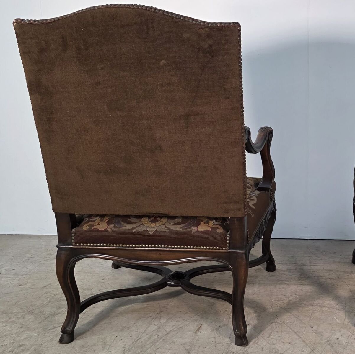 Pair of 19th walnut Regency style armchairs - JAA