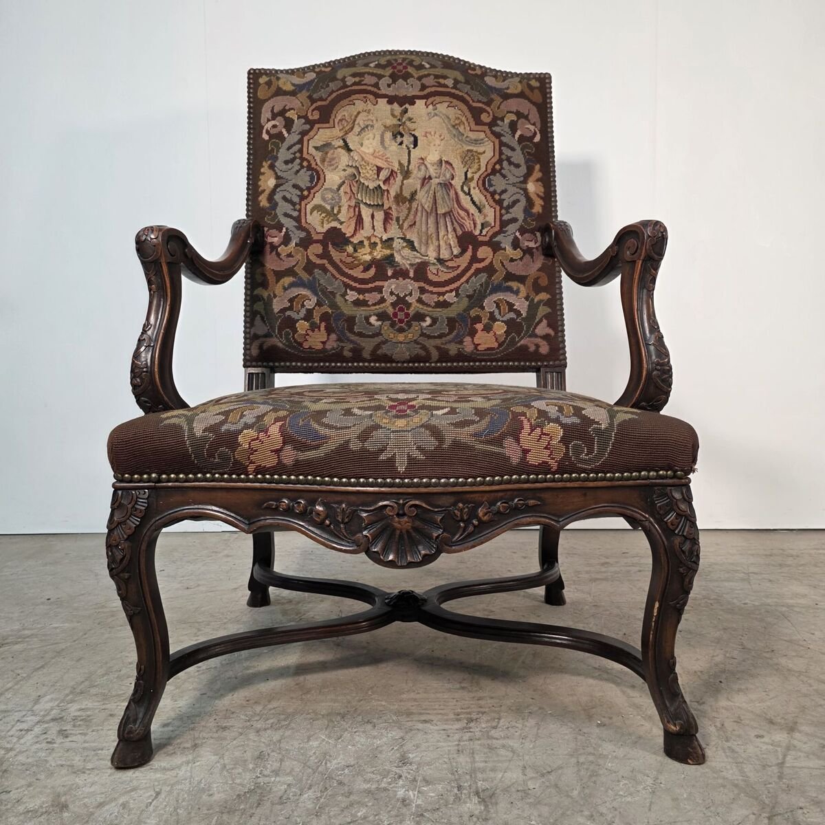 Pair of 19th walnut Regency style armchairs - JAA