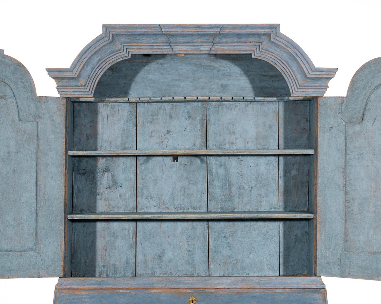 Stunning blue Scandinavian bureau, original hardware, 17th Century - JAA