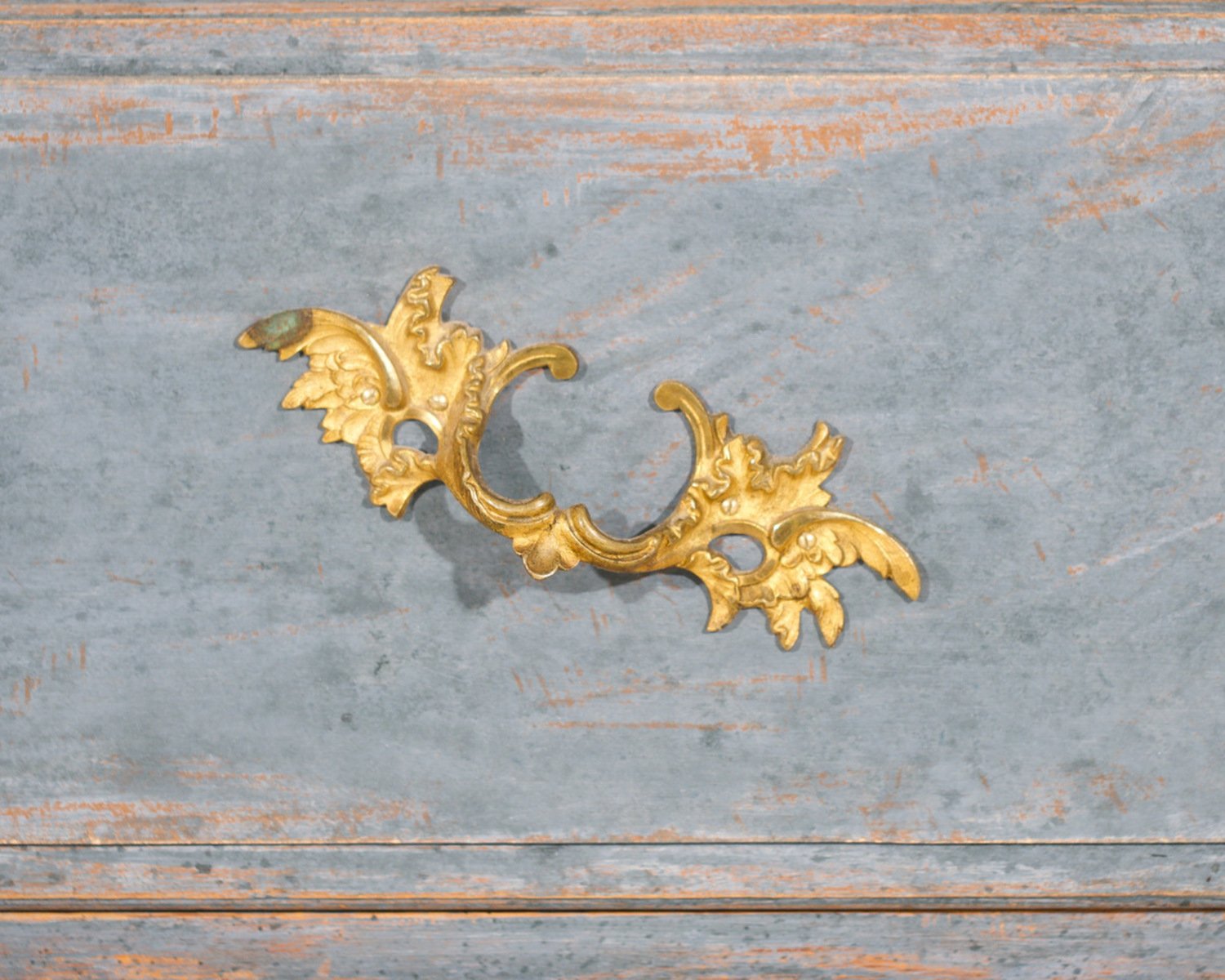 Stunning blue Scandinavian bureau, original hardware, 17th Century - JAA