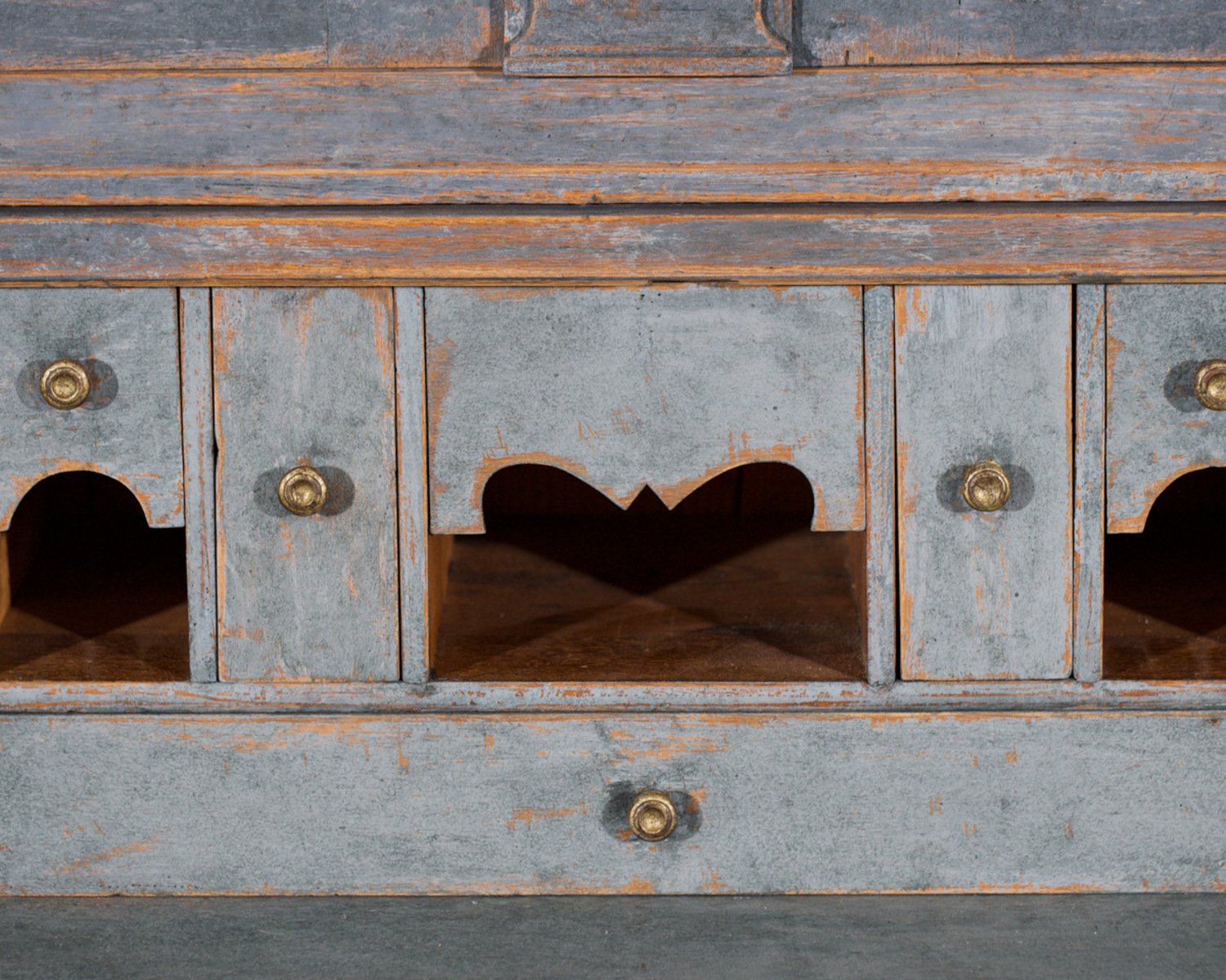 Stunning blue Scandinavian bureau, original hardware, 17th Century - JAA