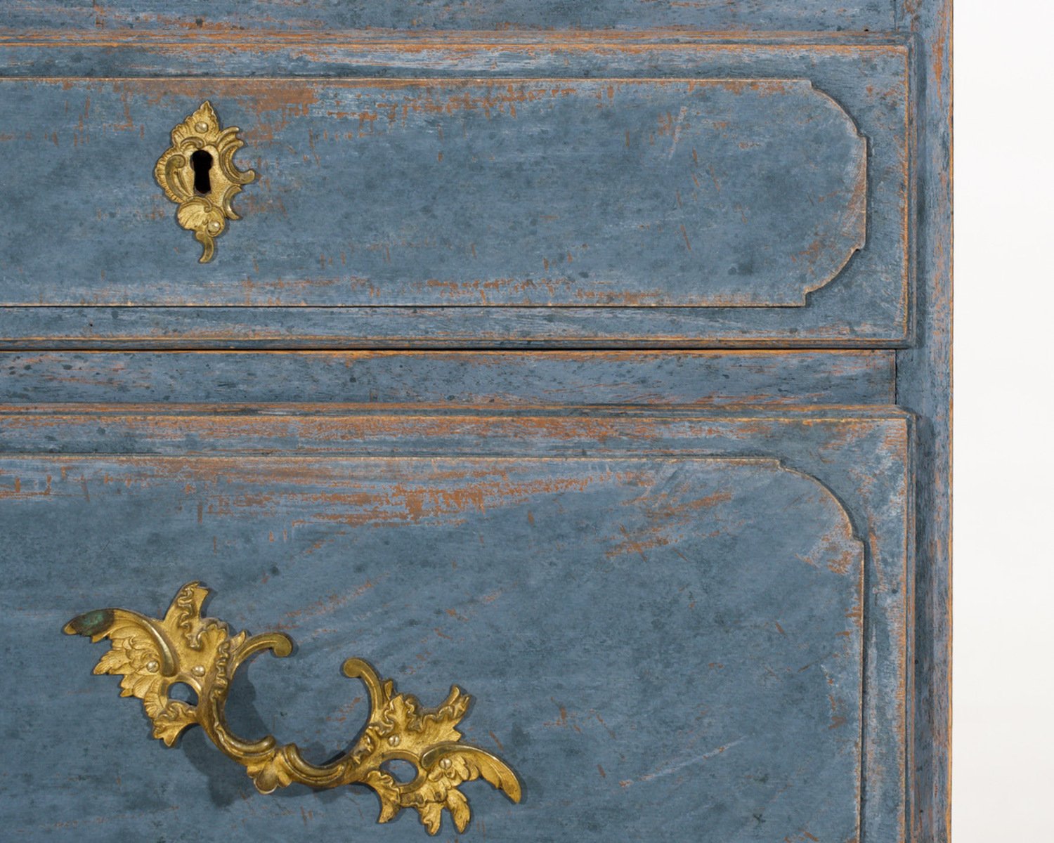 Stunning blue Scandinavian bureau, original hardware, 17th Century - JAA