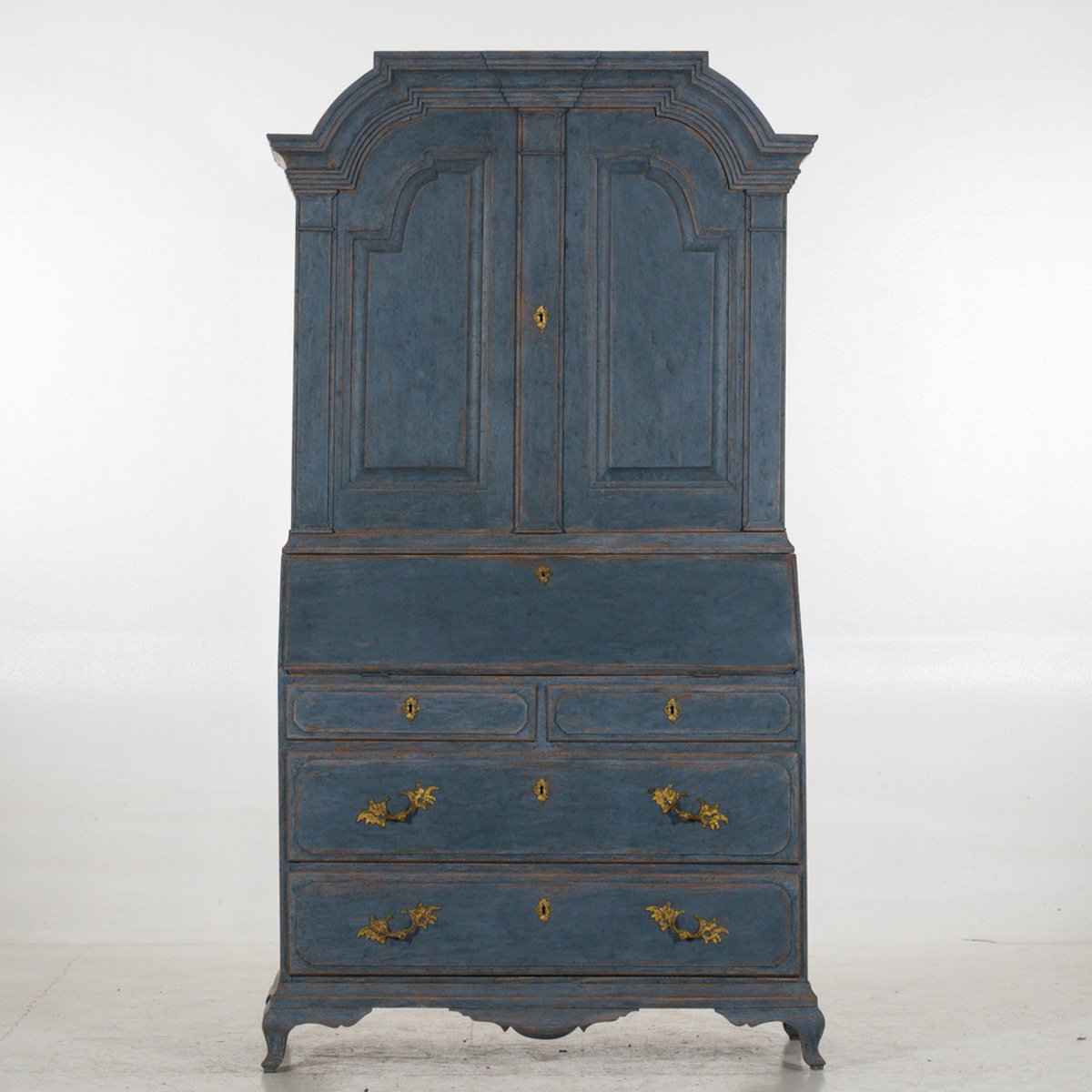 Stunning blue Scandinavian bureau, original hardware, 17th Century - JAA