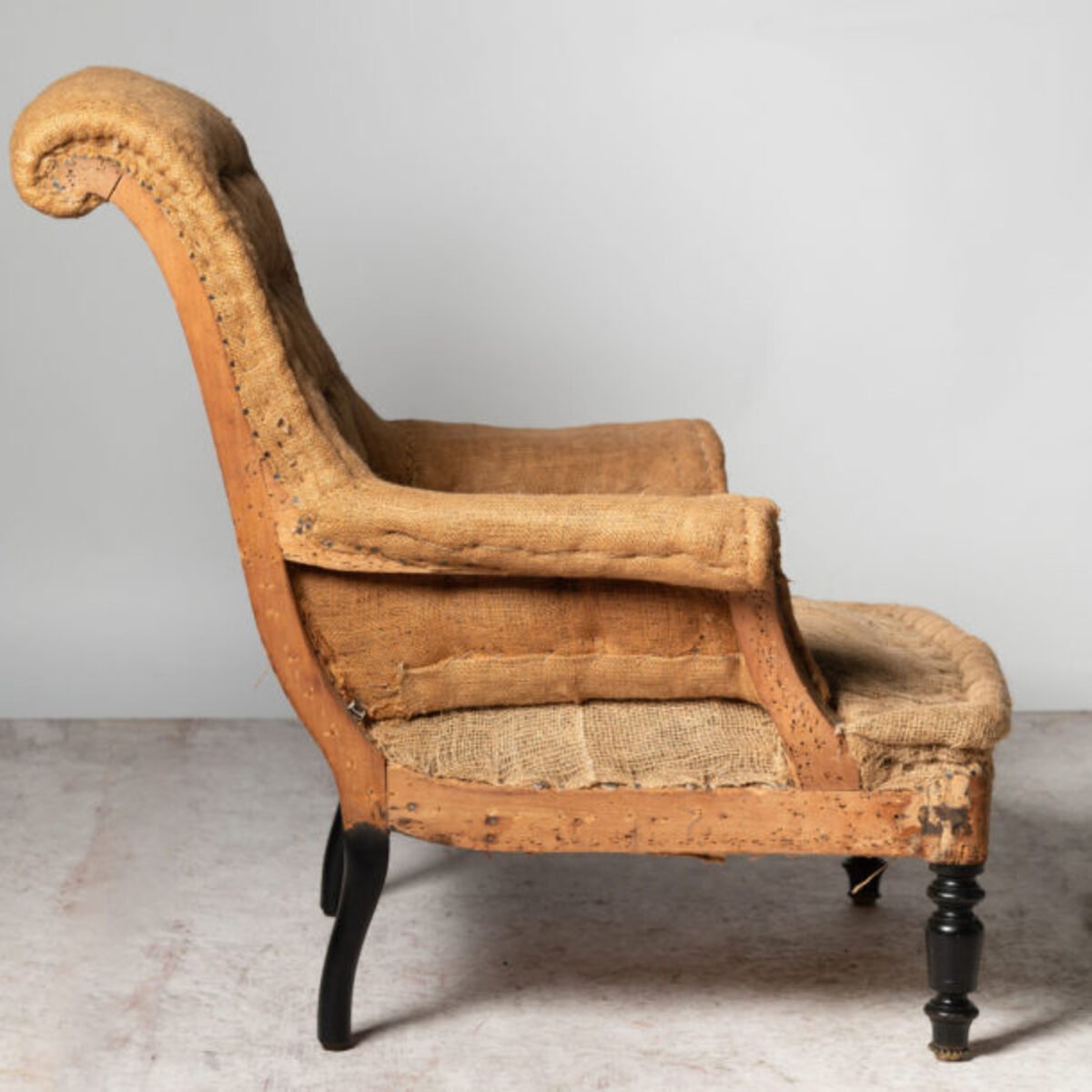 Antique French scroll back chair - JAA