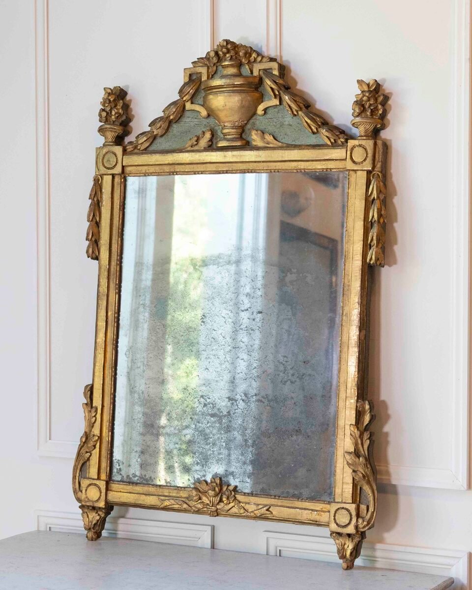 Italian 18th Century Neoclassical Painted and Gilded Console Table with Marble Top - JAA
