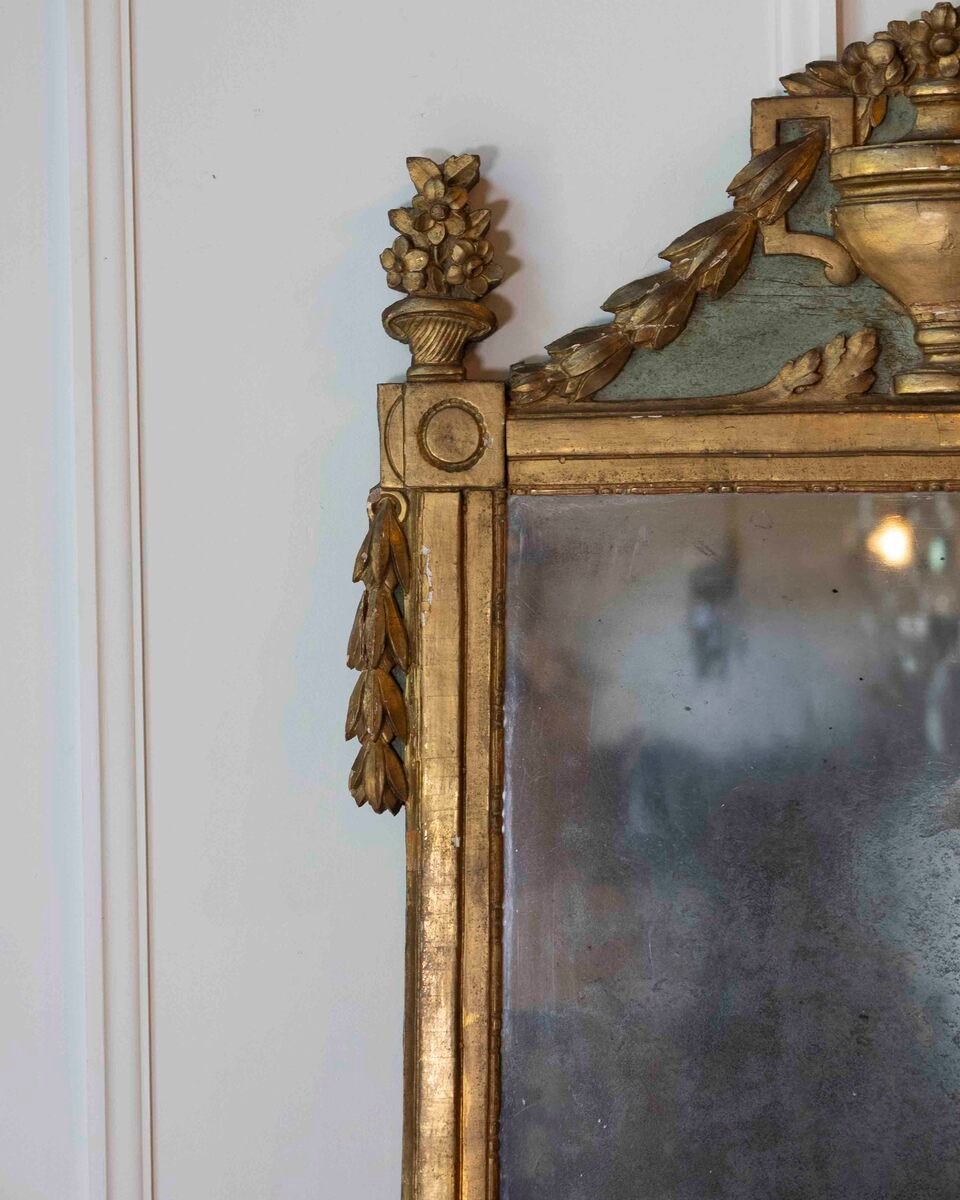Italian 18th Century Neoclassical Painted and Gilded Console Table with Marble Top - JAA