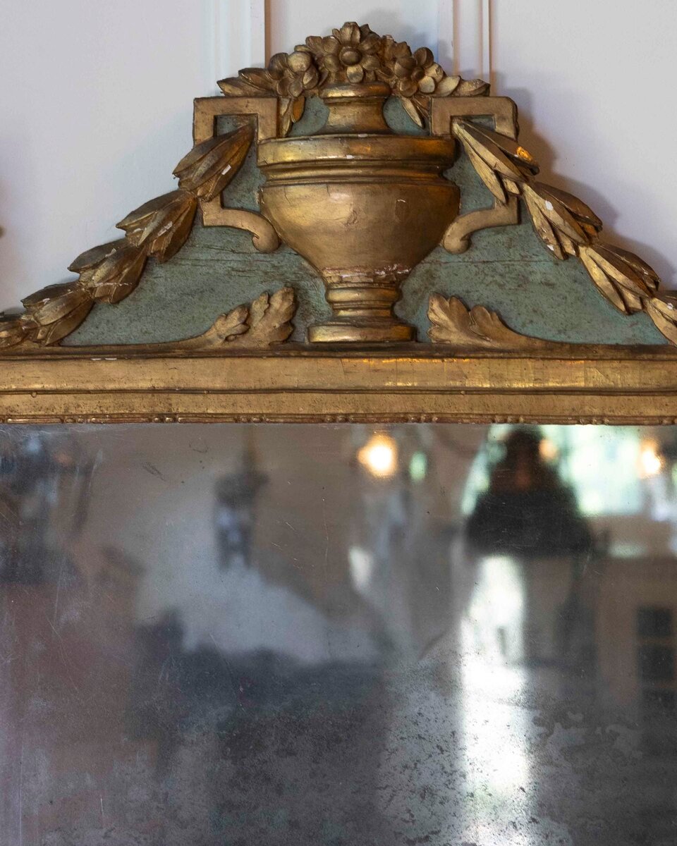 Italian 18th Century Neoclassical Painted and Gilded Console Table with Marble Top - JAA