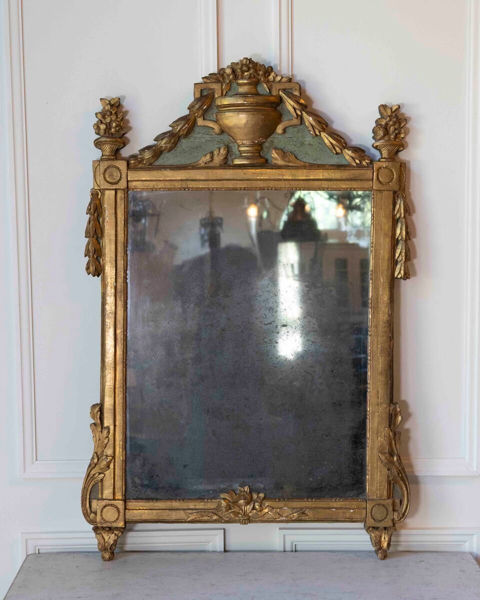 Italian 18th Century Neoclassical Painted and Gilded Console Table with Marble Top - JAA