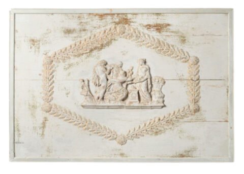 Lovely antique French wooden panel, original patina and paint.