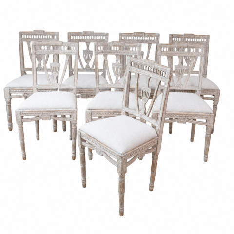 Swedish Early 19th Century Gustavian Dining Chairs, Set of eight, c.1820 Priced Individually