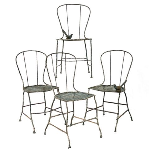 19th century set of 4 wrought-iron chairs