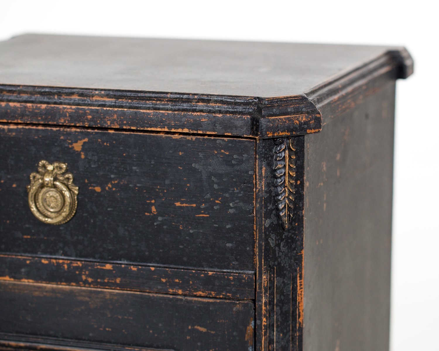 Pair of black Swedish nightstands, with drawer, circa 100 years old - JAA