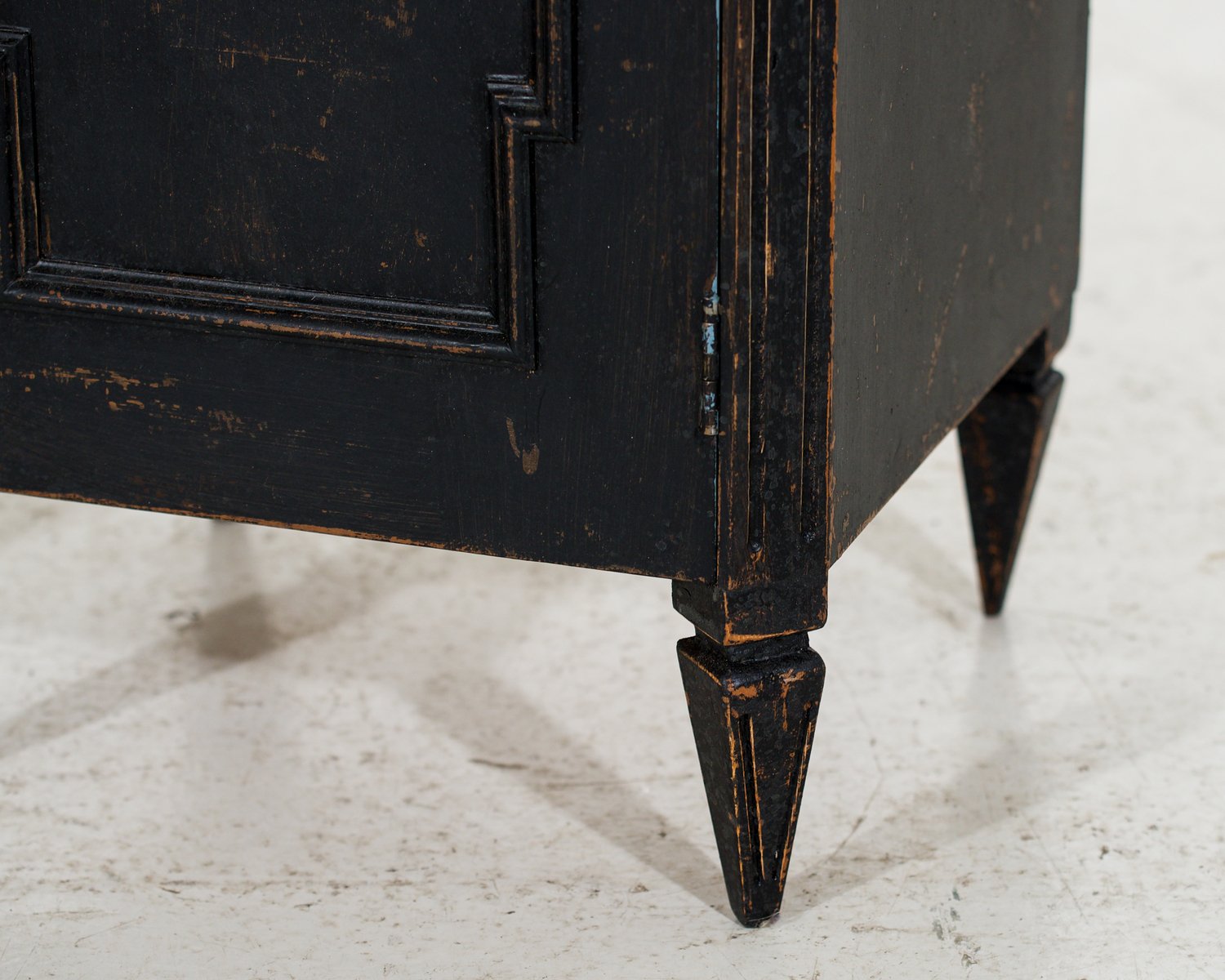 Pair of black Swedish nightstands, with drawer, circa 100 years old - JAA