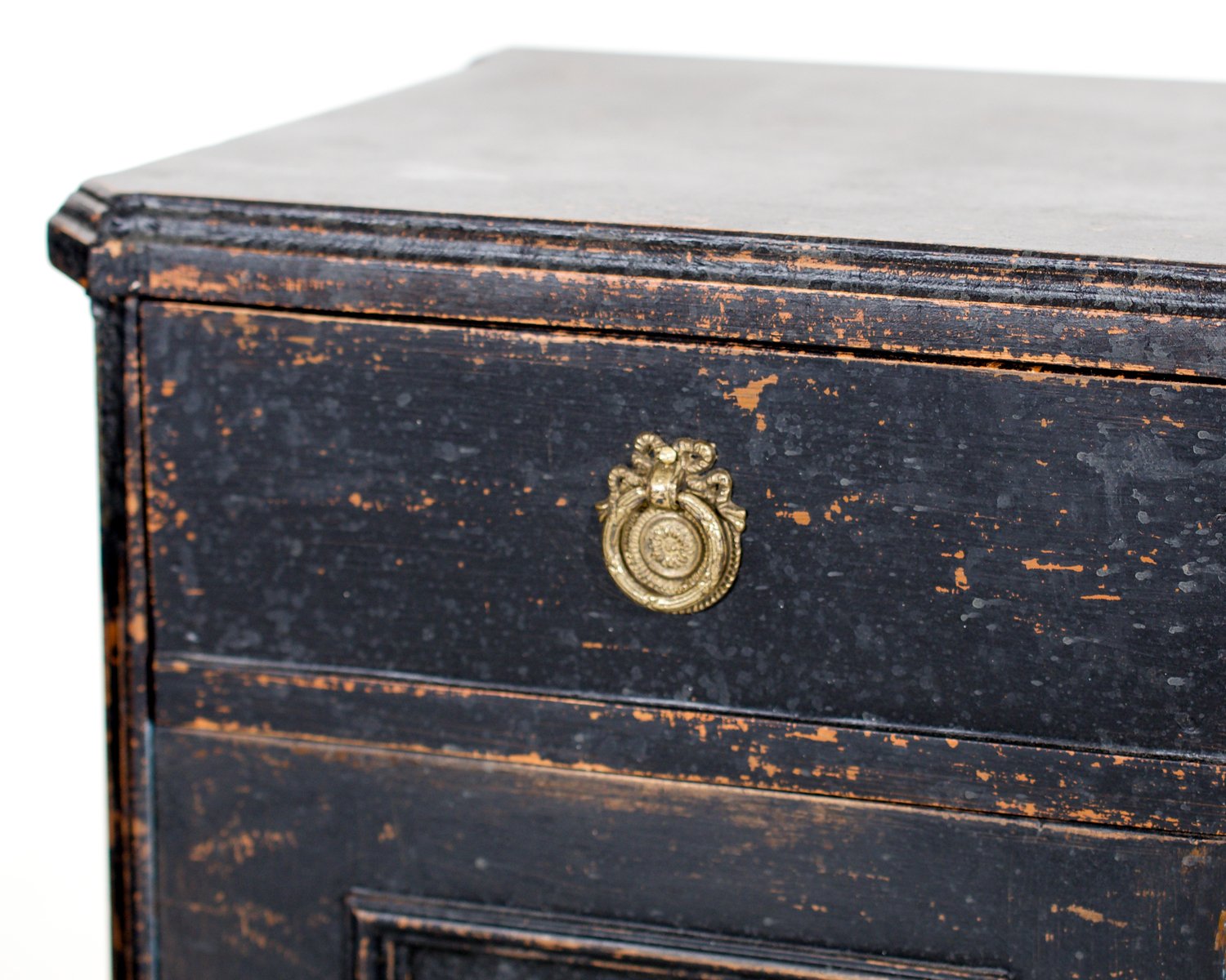 Pair of black Swedish nightstands, with drawer, circa 100 years old - JAA
