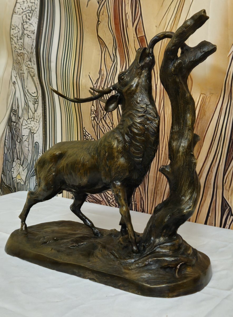 Large Bronze Animal Group – Rutting Stag – Late 19th Century. - JAA