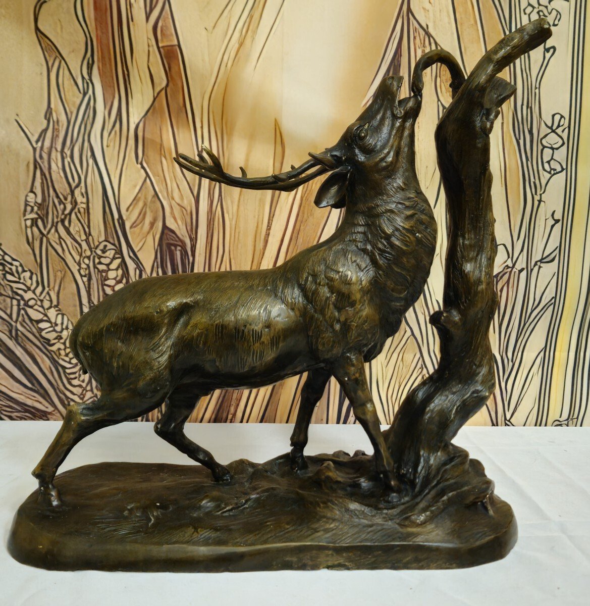Large Bronze Animal Group – Rutting Stag – Late 19th Century. - JAA