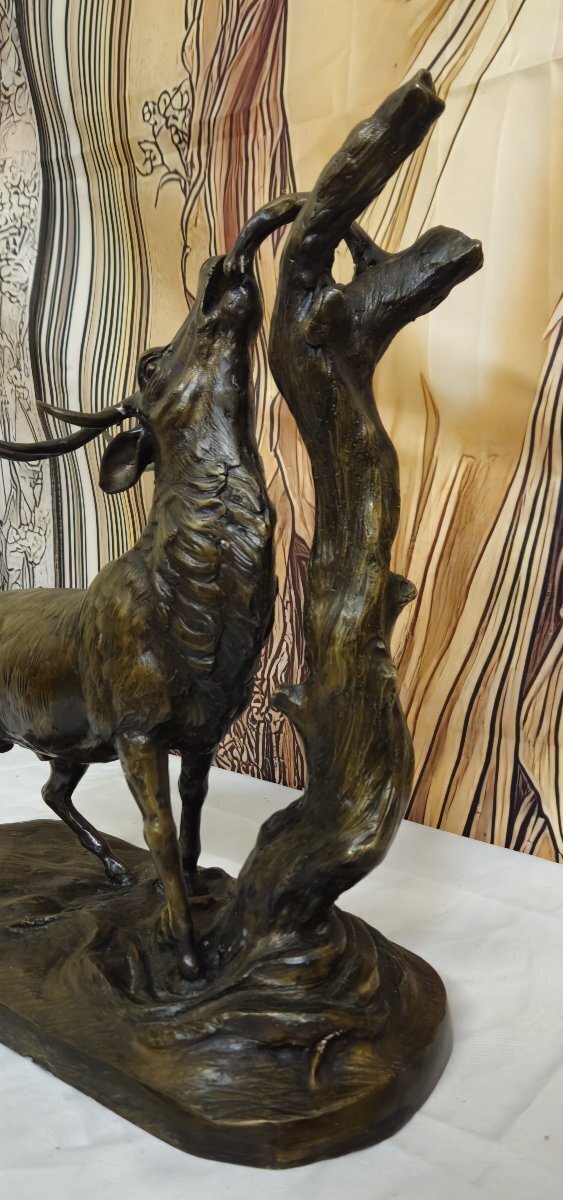 Large Bronze Animal Group – Rutting Stag – Late 19th Century. - JAA