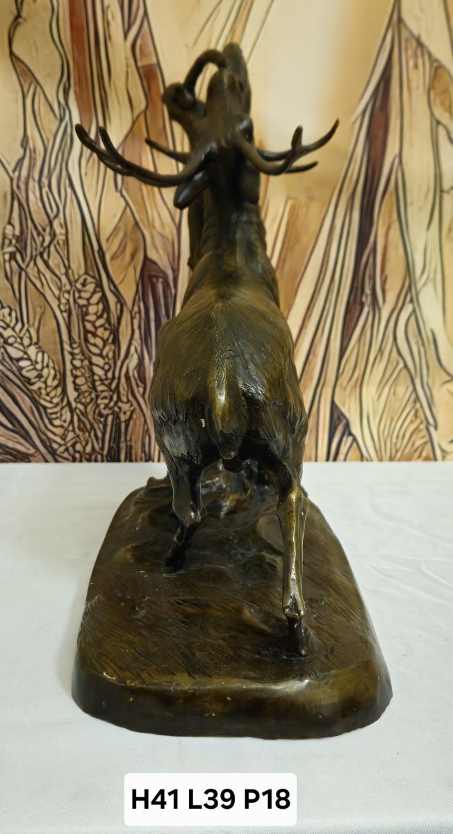 Large Bronze Animal Group – Rutting Stag – Late 19th Century. - JAA