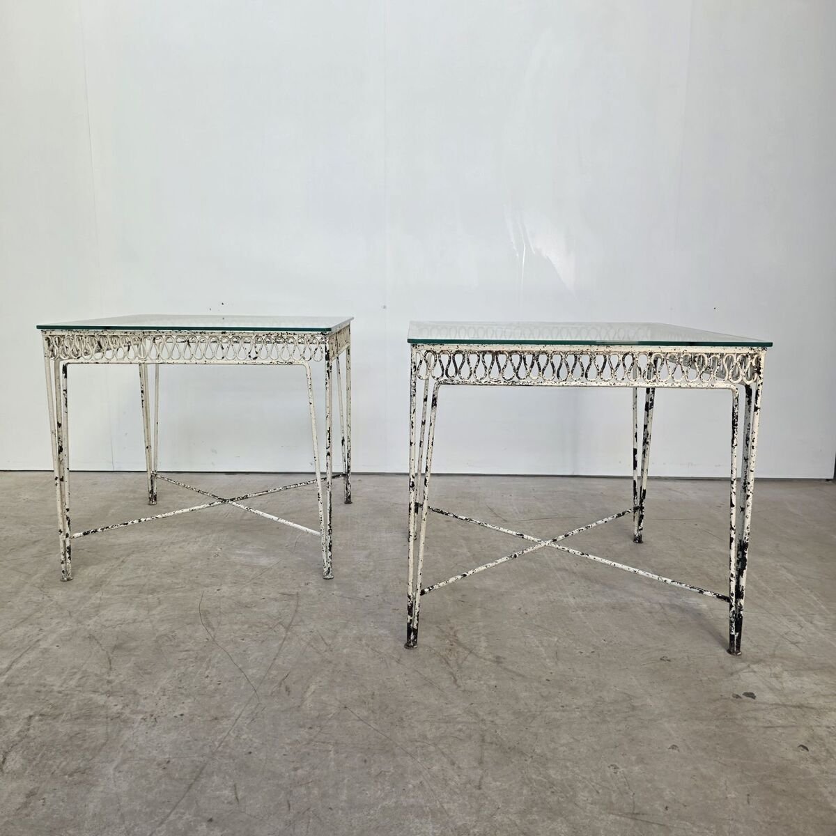 Elegant set of 3 tables from a winter garden circa 1950 - JAA