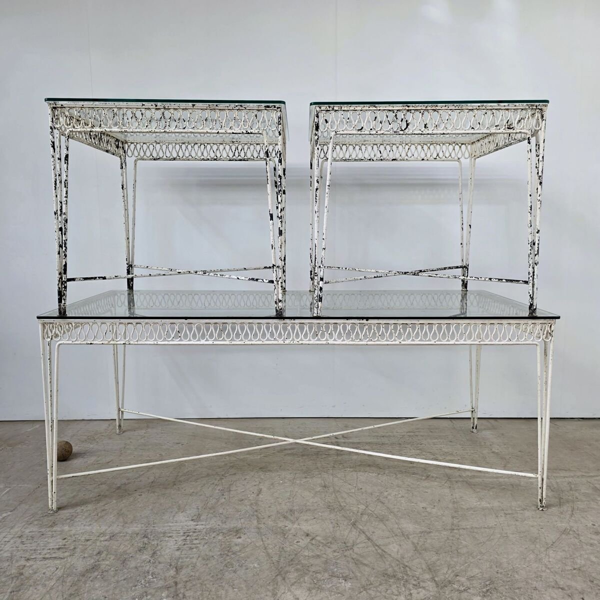 Elegant set of 3 tables from a winter garden circa 1950 - JAA