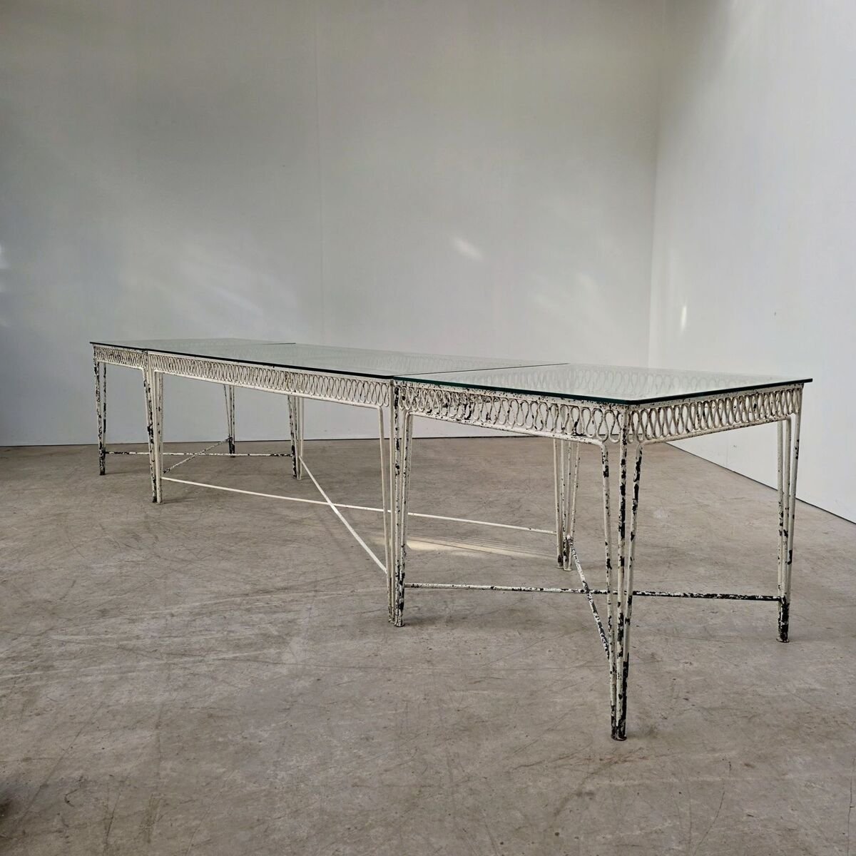 Elegant set of 3 tables from a winter garden circa 1950 - JAA