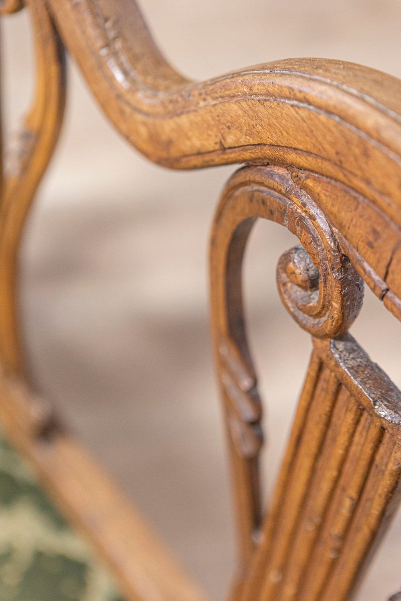 Tuscan 18th Century Walnut Sofa from Villa Fioravanti with Carved Lyre Motifs - JAA