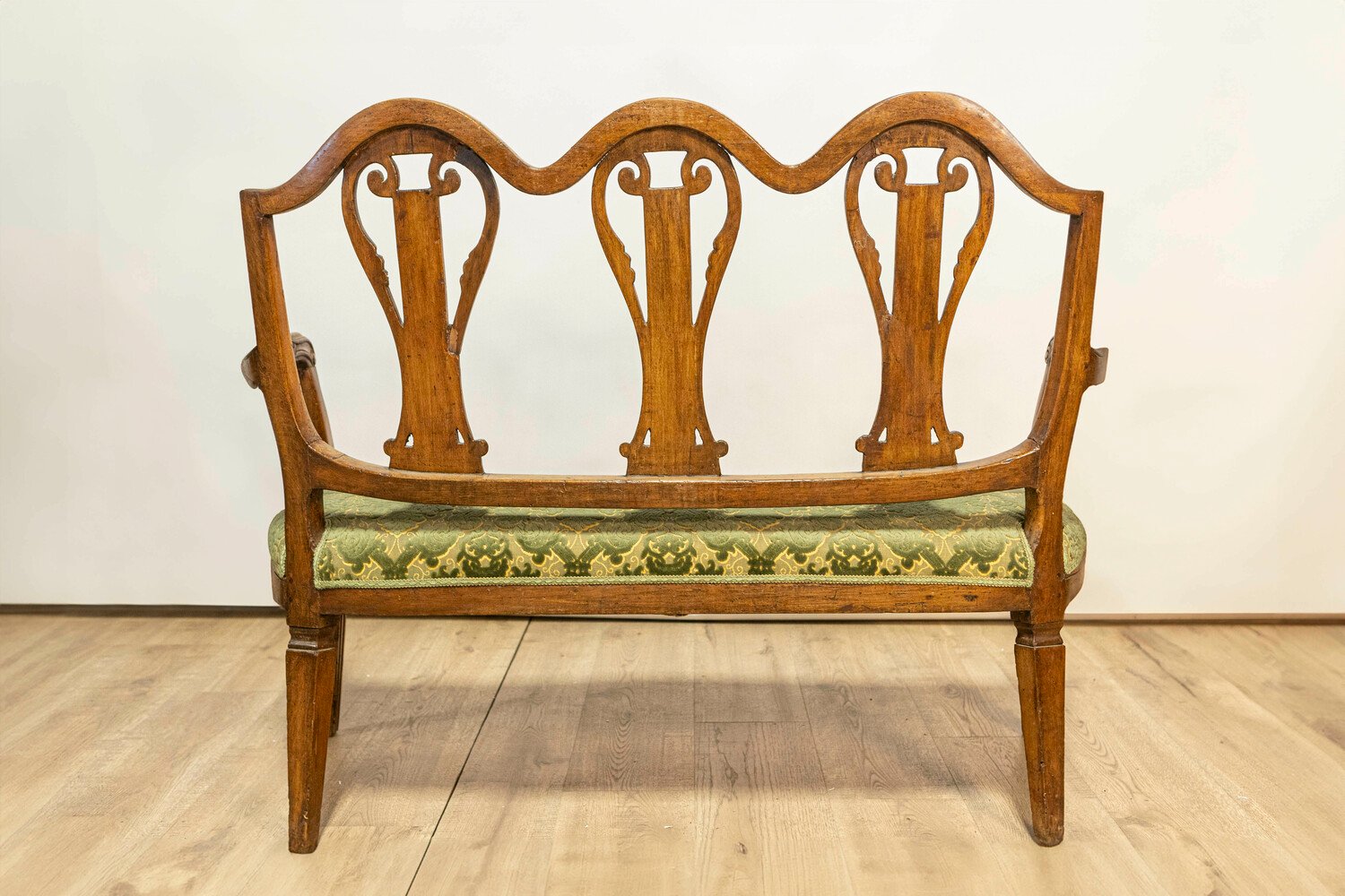 Tuscan 18th Century Walnut Sofa from Villa Fioravanti with Carved Lyre Motifs - JAA