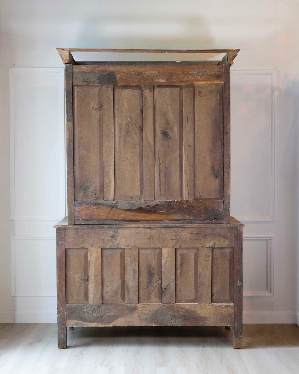 French Early 19th Century Provincial Oak Buffet Deux Corps - JAA