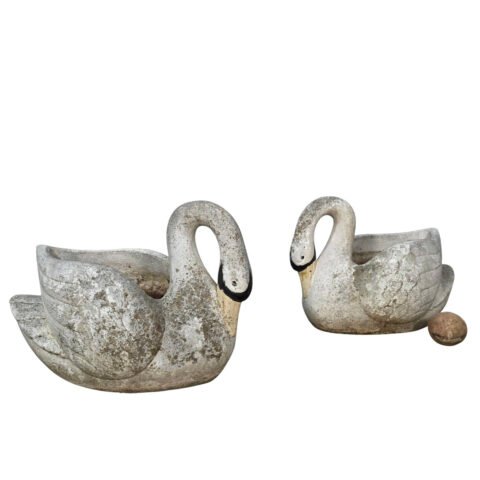Pair of concrete swans planters circa 1960