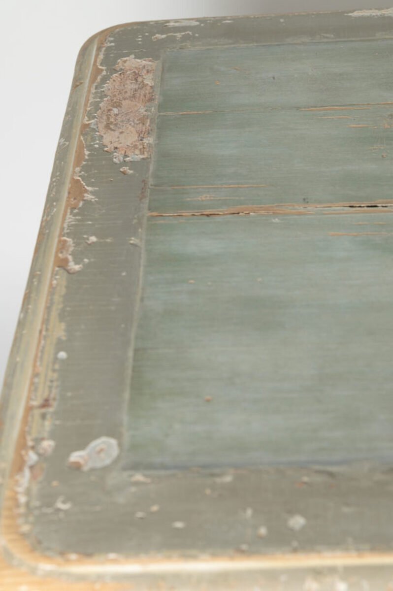 Antique French drapers table, fir wood, one large drawer. - JAA