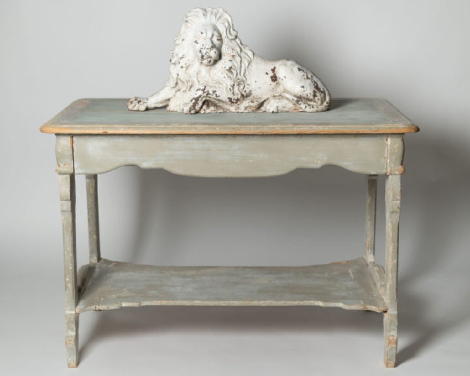 Antique French drapers table, fir wood, one large drawer. - JAA