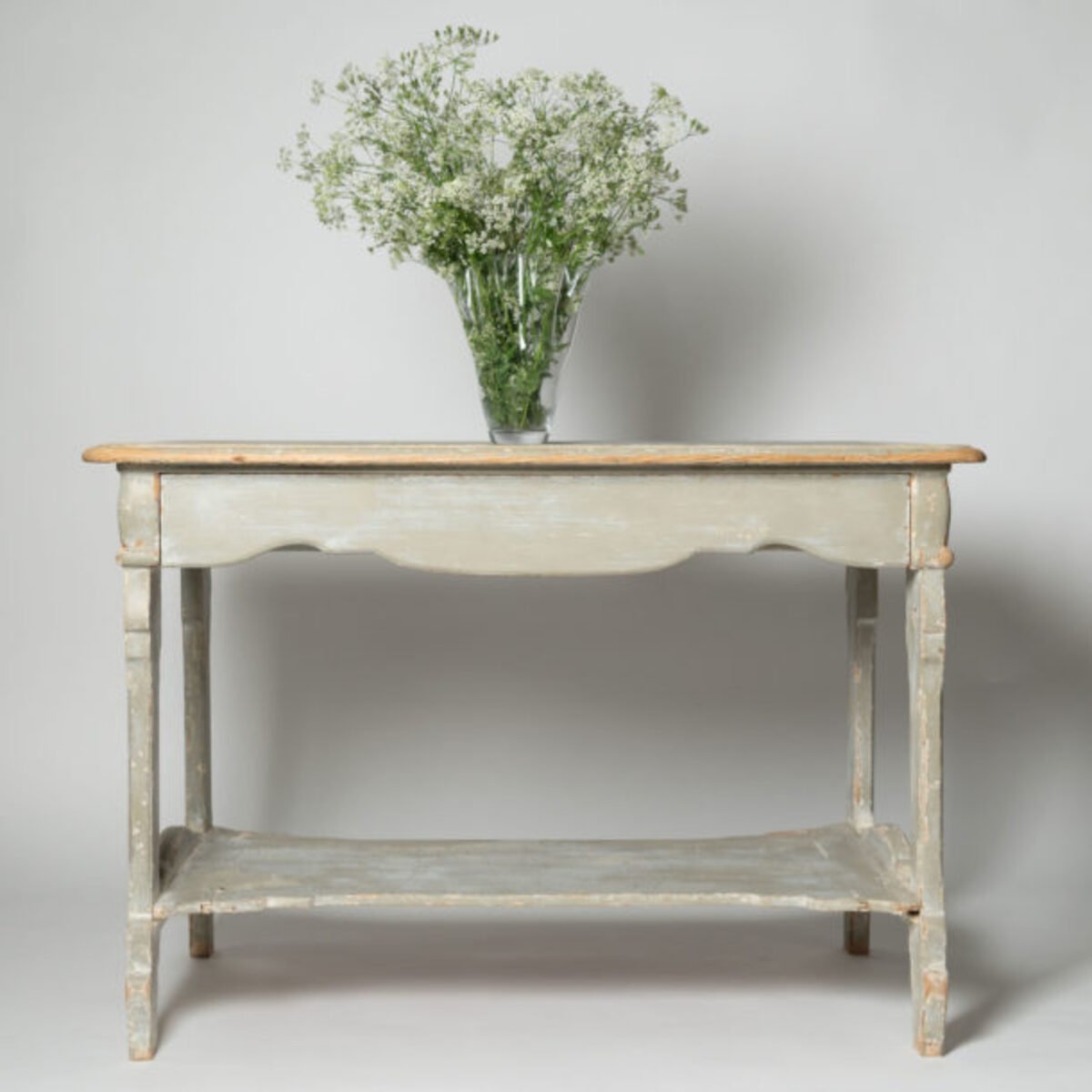 Antique French drapers table, fir wood, one large drawer. - JAA