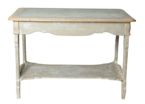 Antique French drapers table, fir wood, one large drawer.