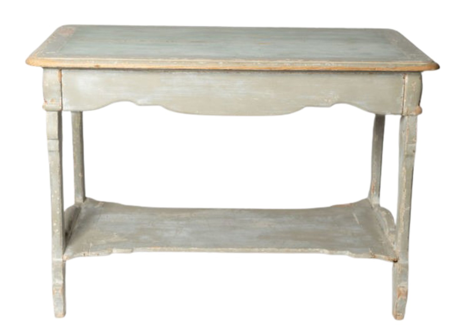 Antique French drapers table, fir wood, one large drawer.