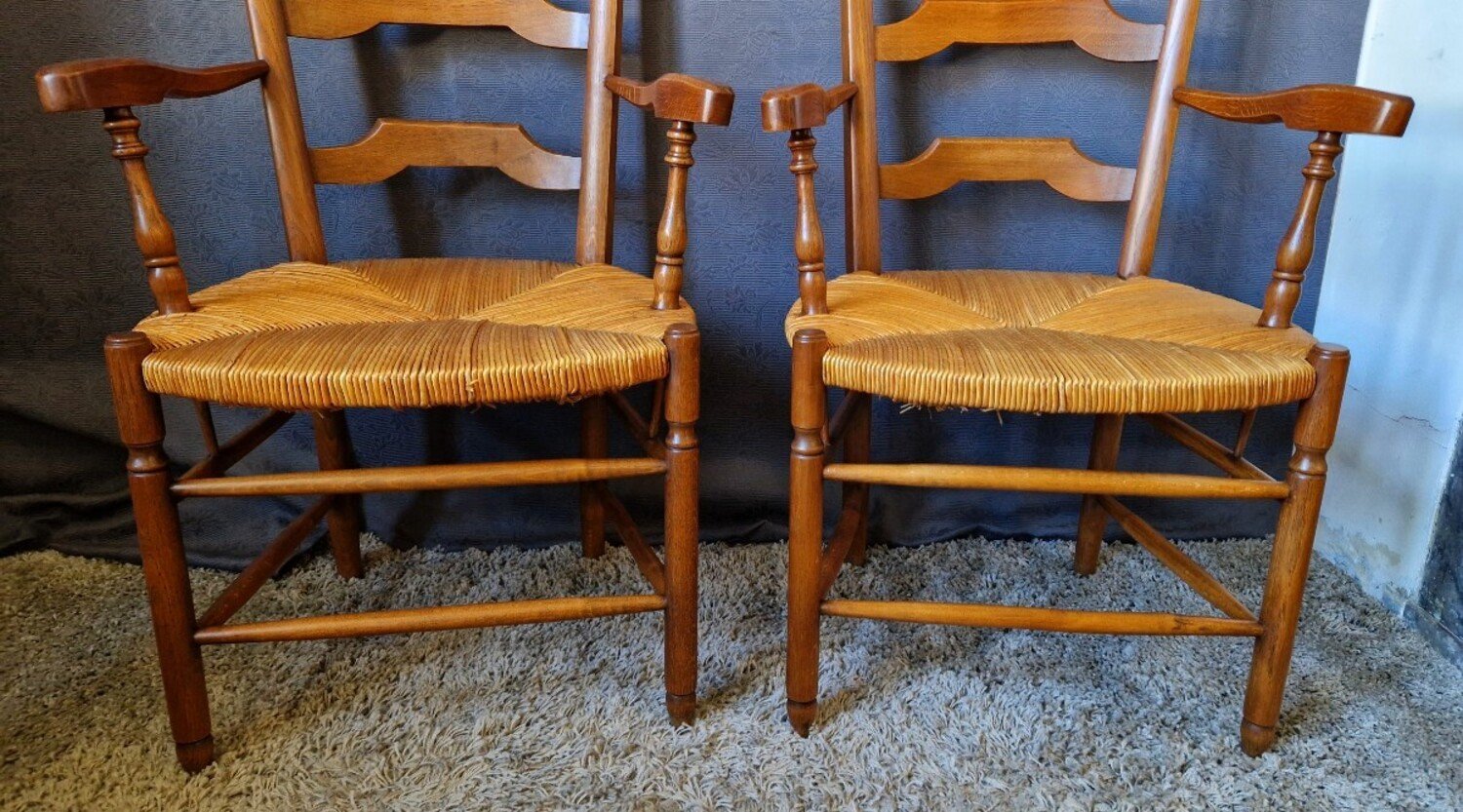 Pair Of Provençal Style Oak Armchairs - JAA