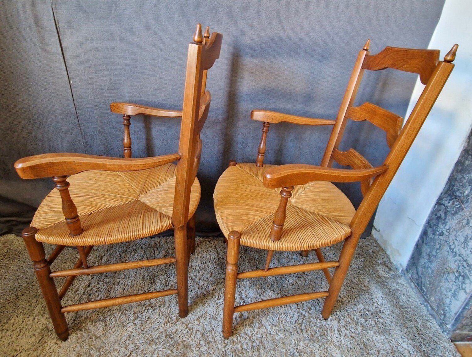 Pair Of Provençal Style Oak Armchairs - JAA