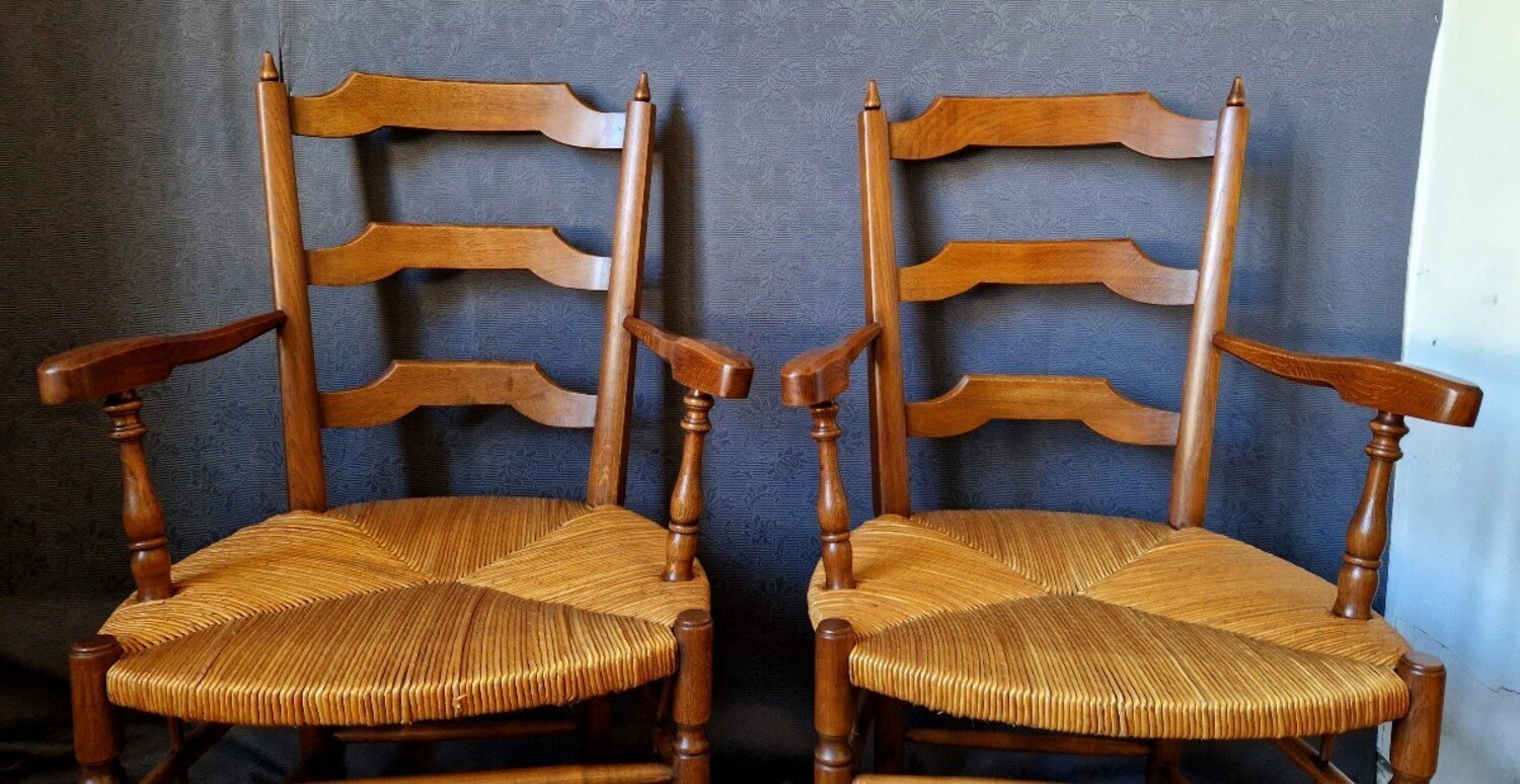 Pair Of Provençal Style Oak Armchairs - JAA