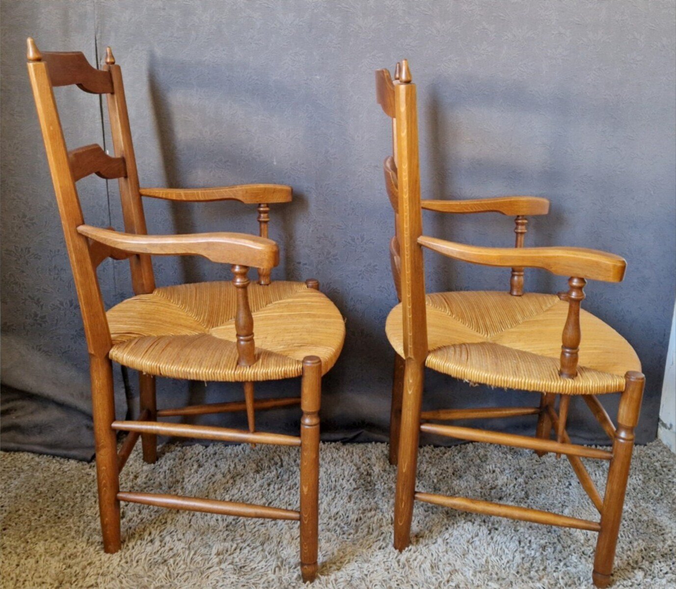 Pair Of Provençal Style Oak Armchairs - JAA