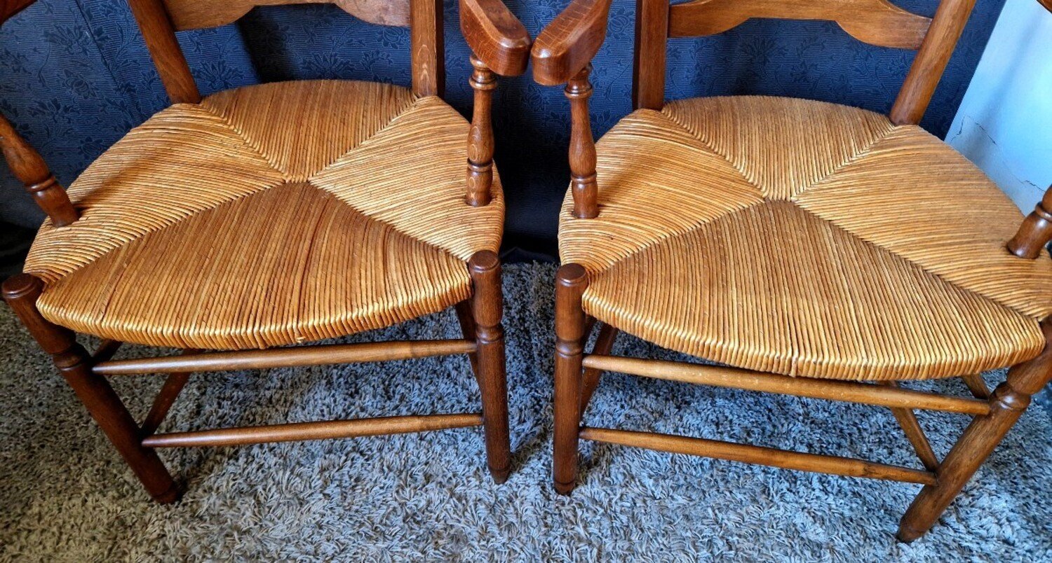 Pair Of Provençal Style Oak Armchairs - JAA