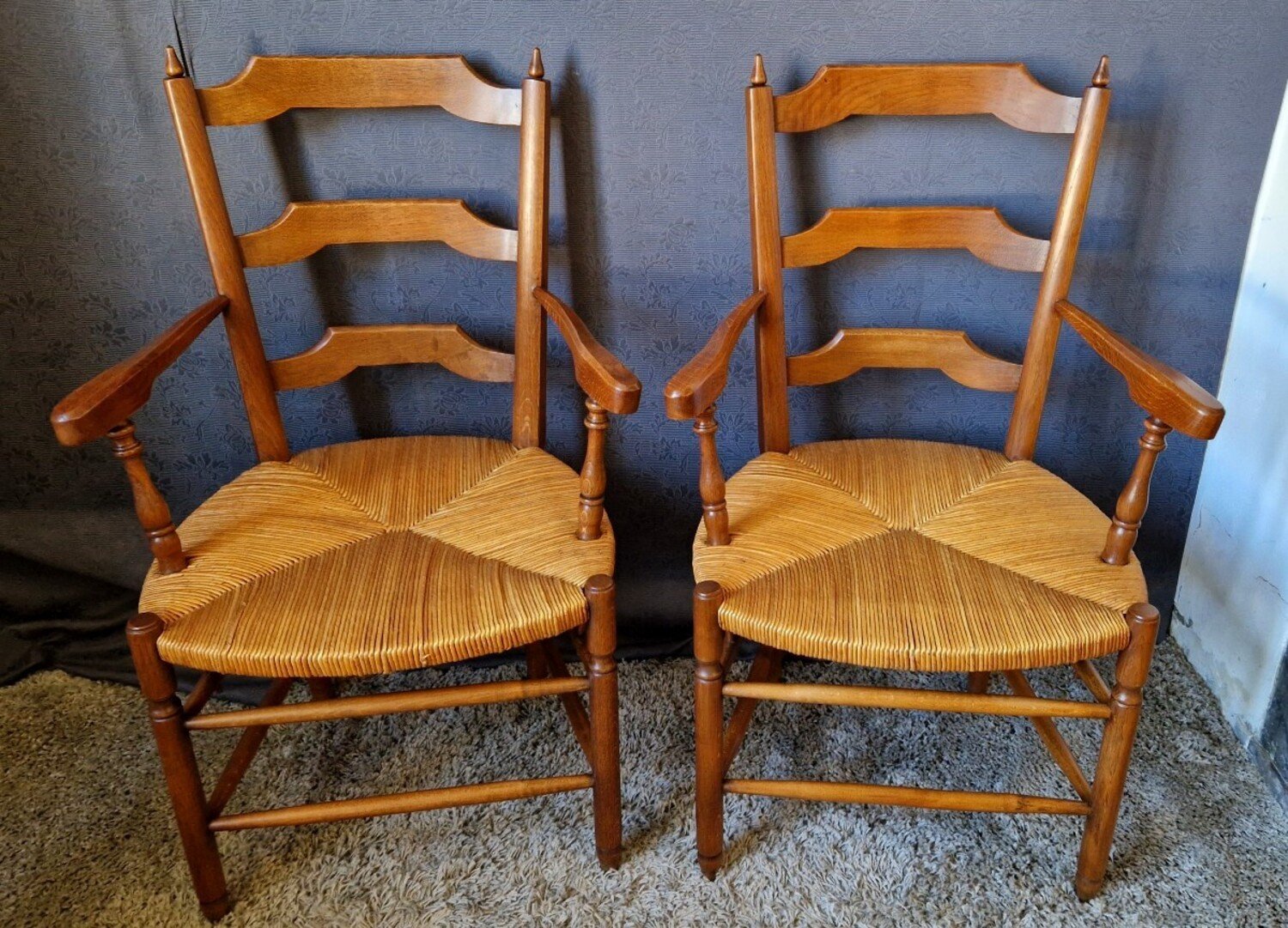Pair Of Provençal Style Oak Armchairs - JAA