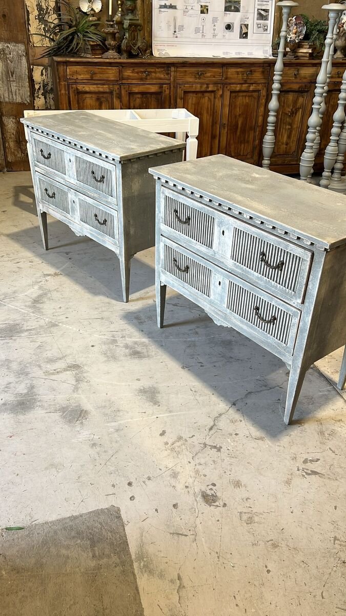 Pair of chests of drawers in lacquered fir wood - JAA