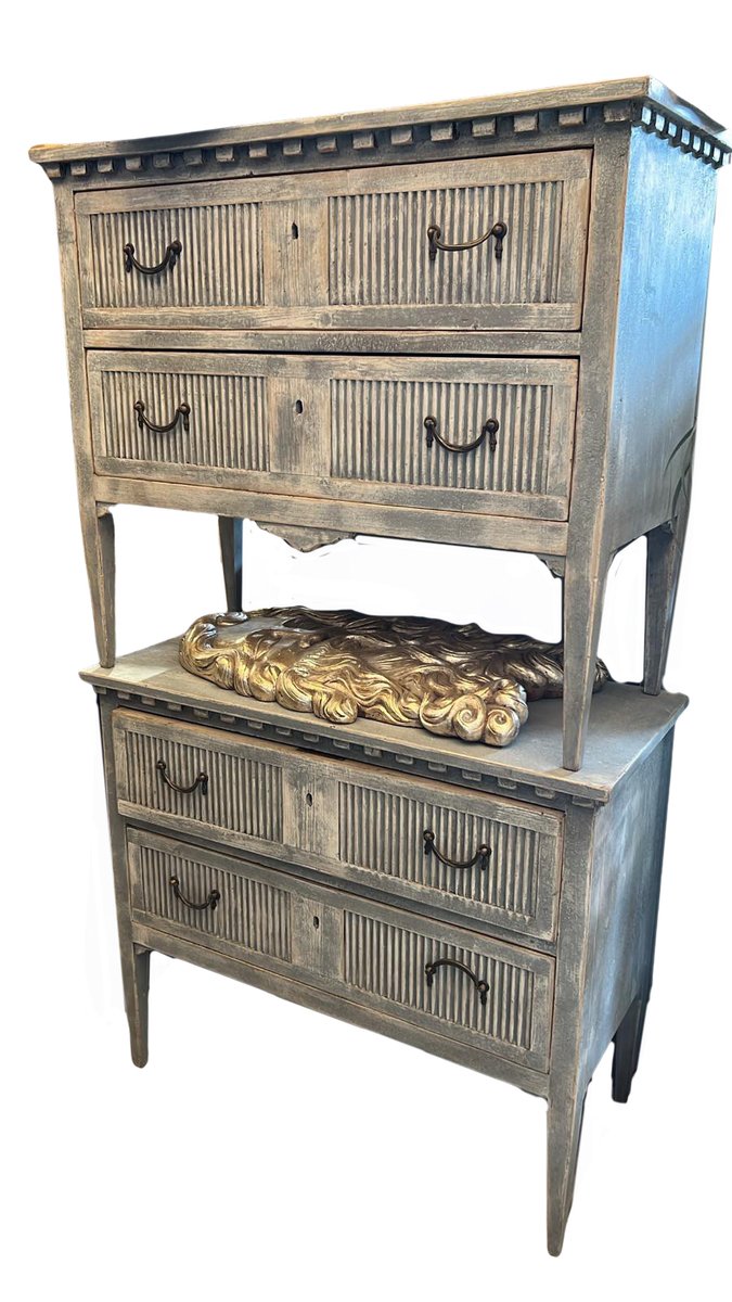 Pair of chests of drawers in lacquered fir wood - JAA