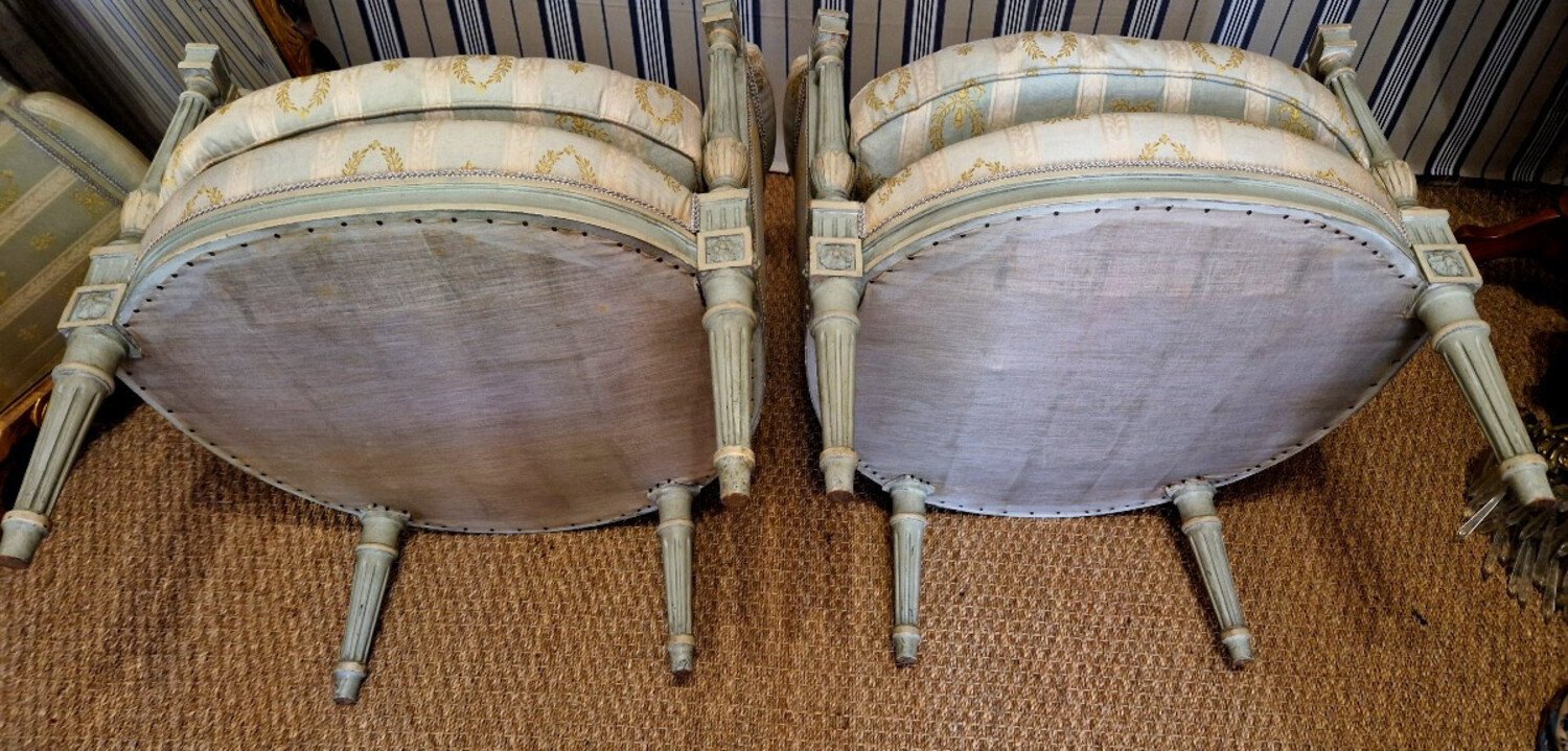 Pair Of Louis XVI Style Bergere Chairs - JAA