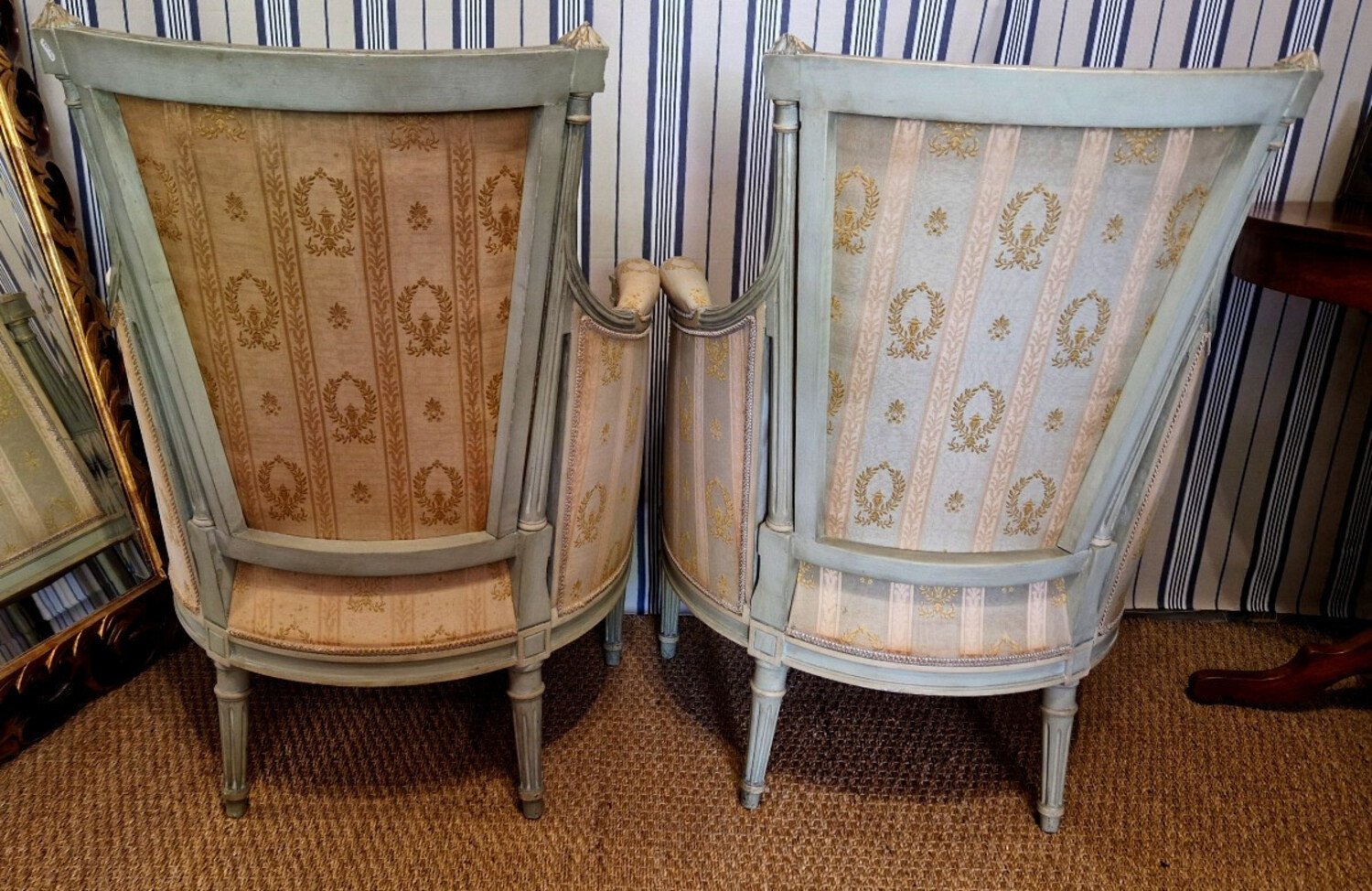 Pair Of Louis XVI Style Bergere Chairs - JAA