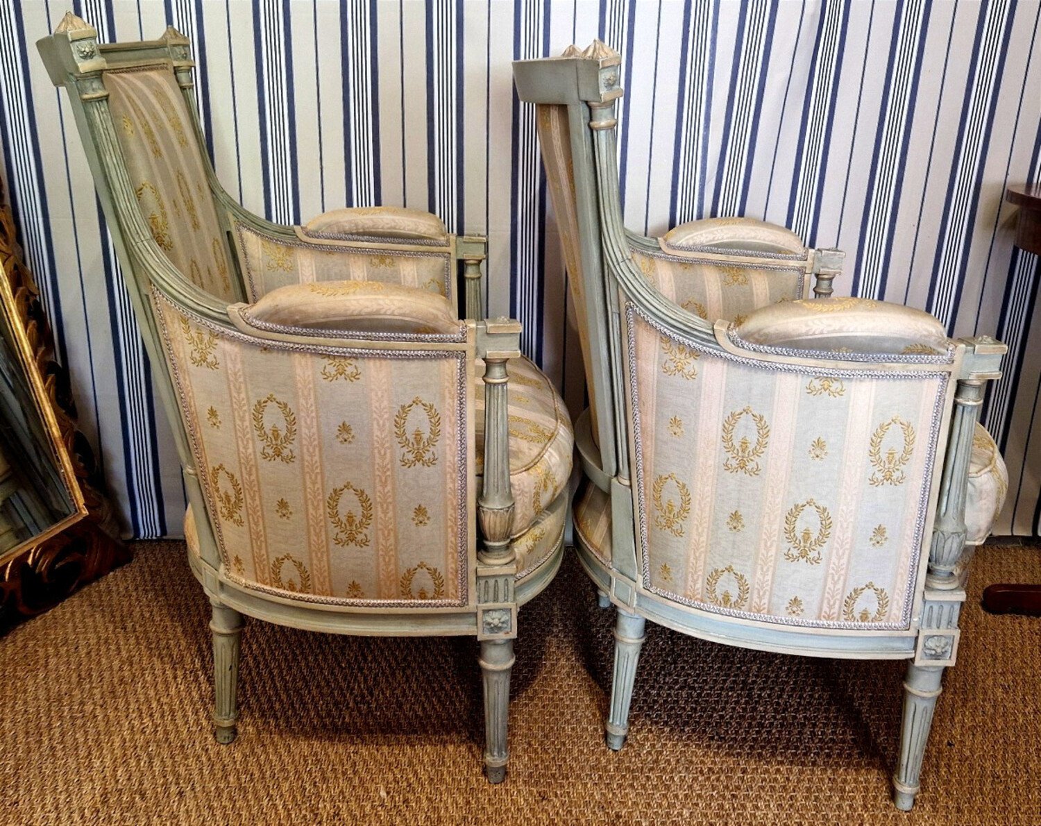 Pair Of Louis XVI Style Bergere Chairs - JAA