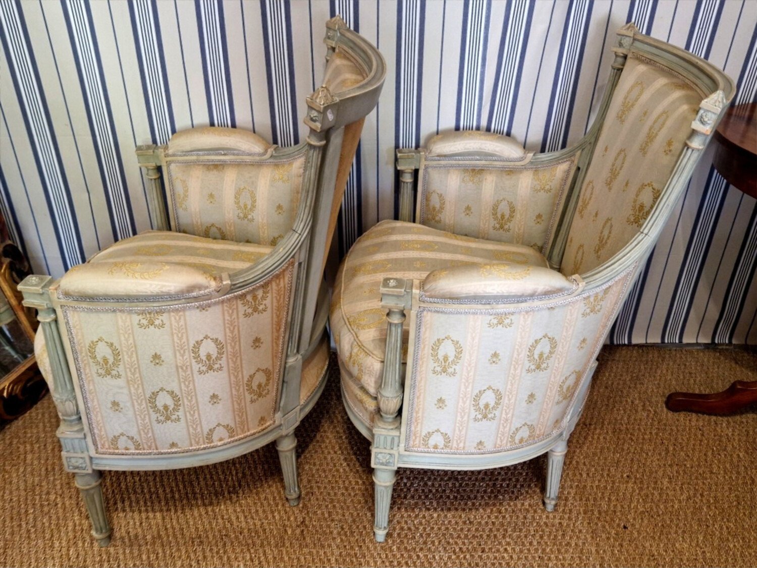 Pair Of Louis XVI Style Bergere Chairs - JAA