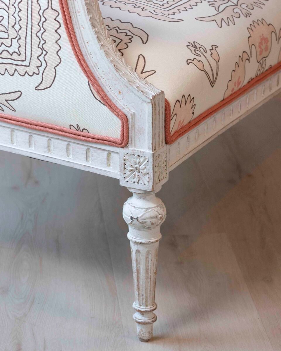 19th Century Swedish Neoclassical Revival Two Seat Carved and Painted Sofa - JAA