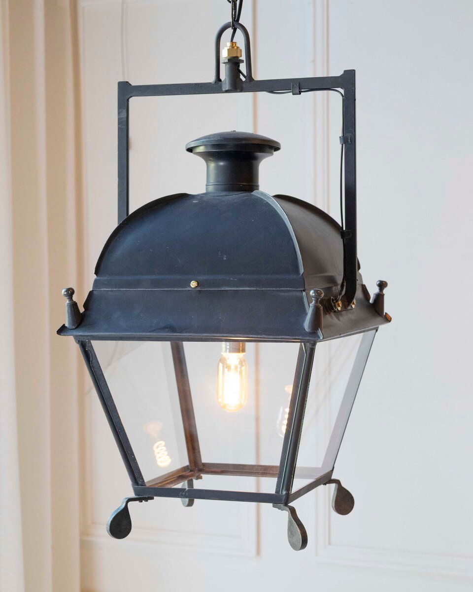 Pair of French Iron Lanterns with Domed Tops, Circa 1900. Price per lanter. - JAA