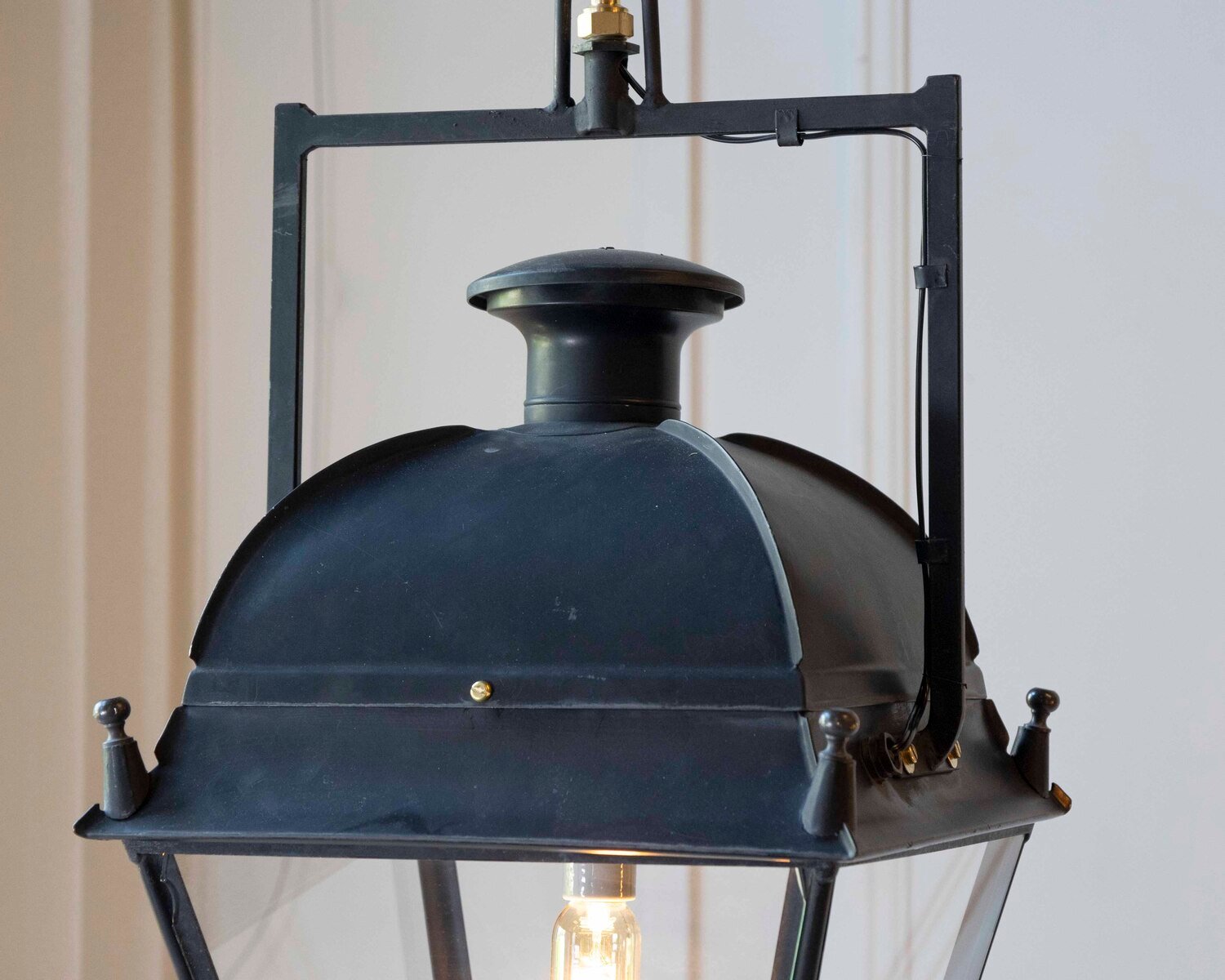 Pair of French Iron Lanterns with Domed Tops, Circa 1900. Price per lanter. - JAA